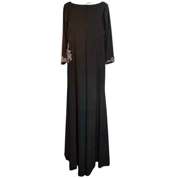 NWT - IEENA for Mac Duggal Black Embellished Faux Wrap Jersey Gown - Size 10 - Picture 5 of 16